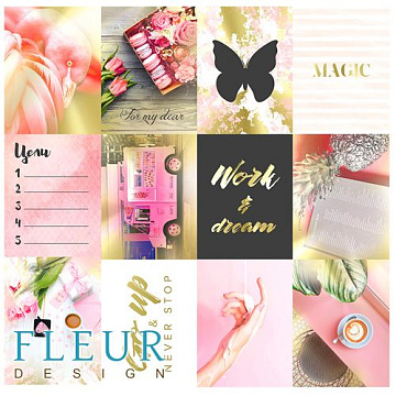 Набор карточек "Pretty pink" (Fleur-design)